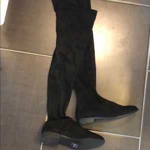 Black Faux Suede over the knee boots